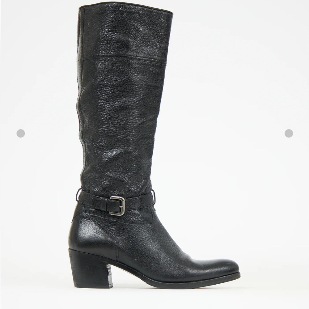 Prada Patent Leather Buckle Boots Black
